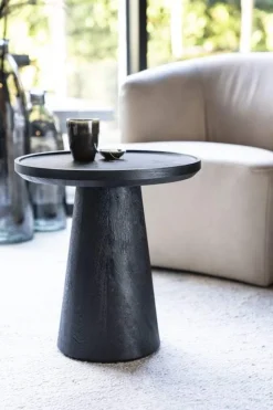 A-Meubel Bijzettafel Ron 46x49 - Zwart - 95651