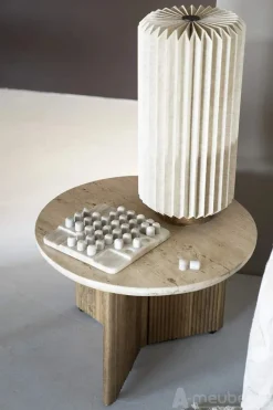 A-Meubel Bijzettafel Sara - 60cm - Beige/Bruin - 95899