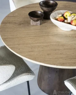 A-Meubel Eettafel Aikin - 130cm - Beige/Bruin - 95811