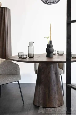 A-Meubel Eettafel Aron Rond - 130cm - Bruin - 95656