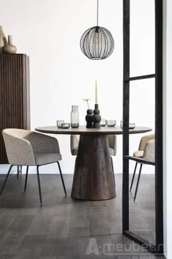 A-Meubel Eettafel Aron Rond - 130cm - Bruin - 95656