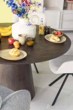 A-Meubel Eettafel Aron Rond - 130cm - Bruin - 95656