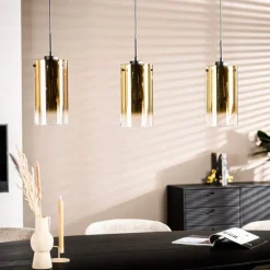 A-Meubel Hanglamp 3 lichts Goud