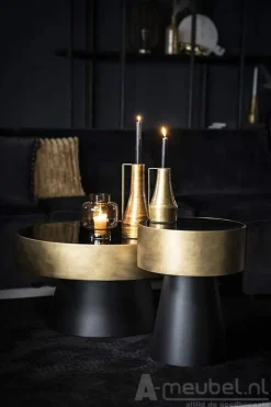 A-Meubel Salontafel Bunga 75cm - Goud/Zwart - 210039