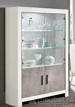 A-Meubel Vitrinekast Marknesse Wit/Marmer