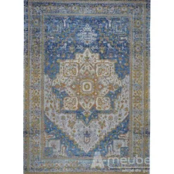 A-Meubel Vloerkleed Norwich Blauw-Goud